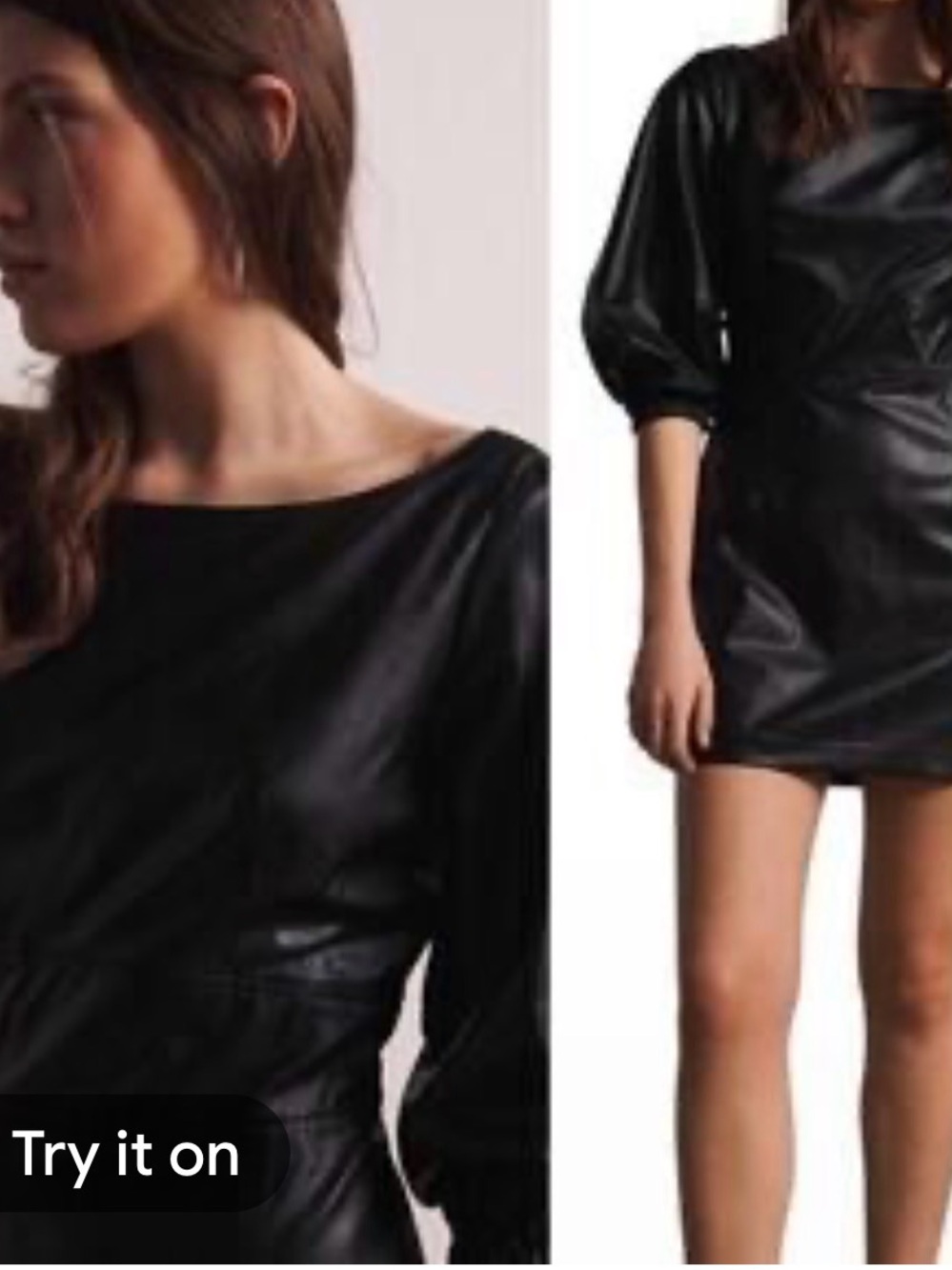 ba&sh Faux Leather Puff-Sleeve Mini Dress